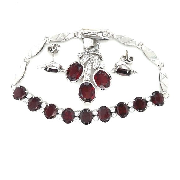 Silver Garnet Set - Picture 1 of 6